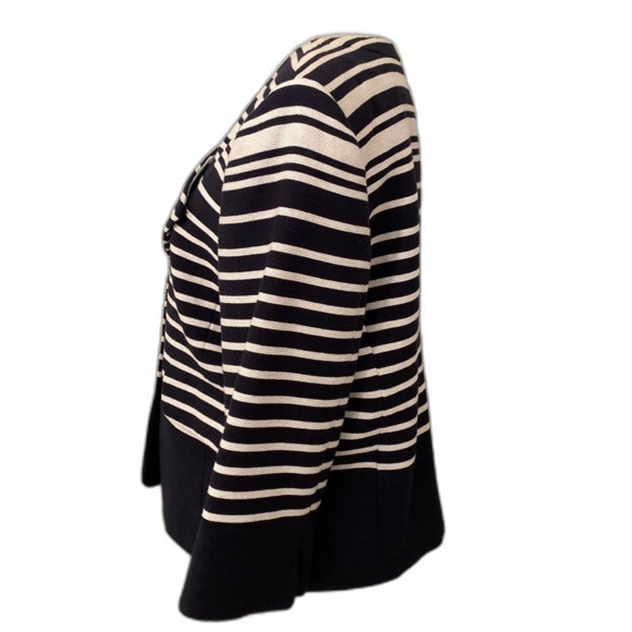Classiques Entier navy and cream striped tweed jacket Size L - Picture 2 of 5